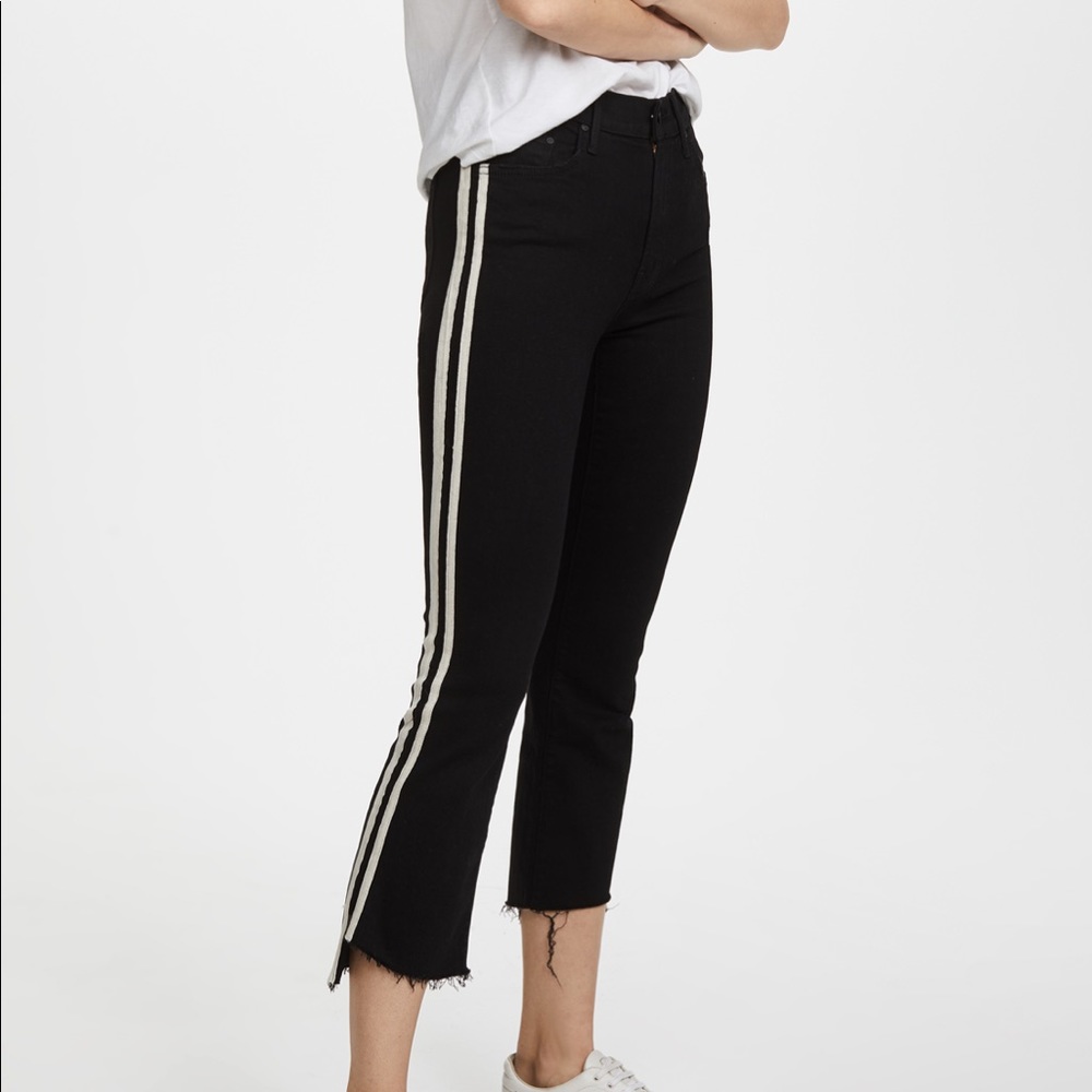 Mother denim insider crop step hem Frey jeans in guilty racer High waisted black